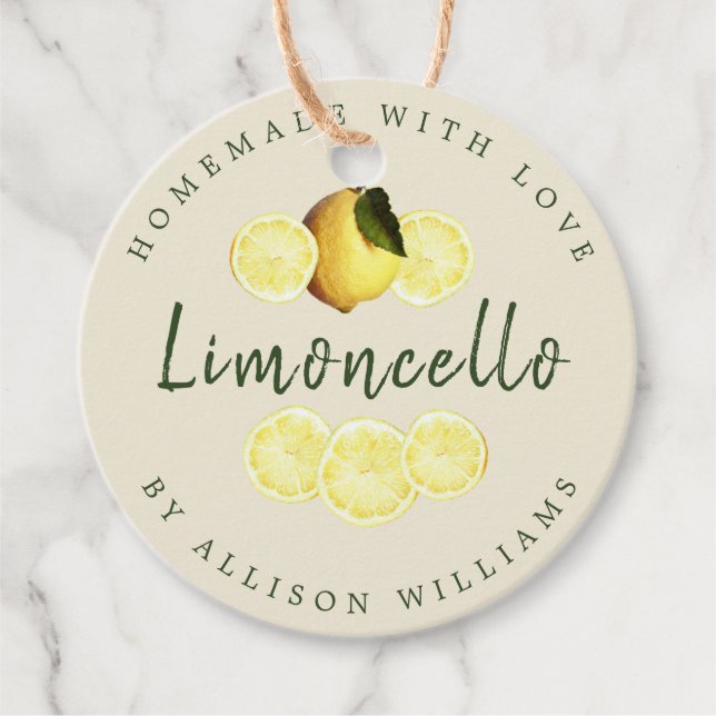 Étiquettes Cadeau Limoncello d'antiquité fait maison Fa bouteille bl (Devant)