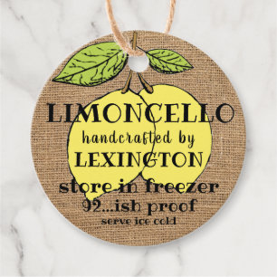 Étiquettes Cadeau Limoncello Sur Burlap Regardez Fait Maison