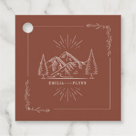 Étiquettes Cadeau Line Art Mounts Mariage Mariage en terre cuite