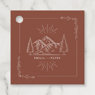 Étiquettes Cadeau Line Art Mounts Mariage Mariage en terre cuite