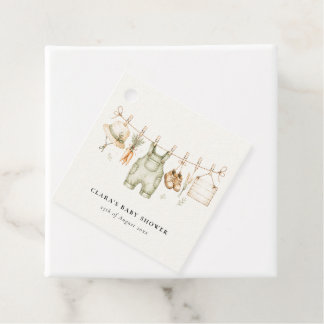 Étiquettes Cadeau Linge de ferme rustique aquarelle Baby Shower