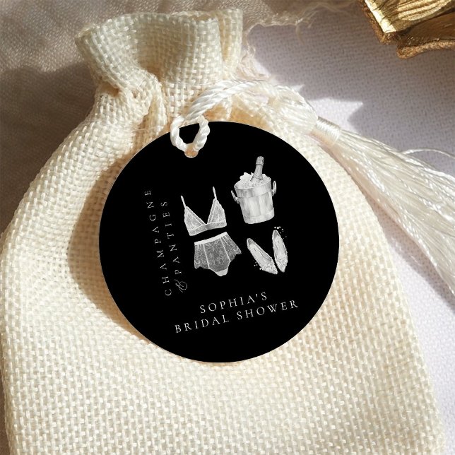 Étiquettes Cadeau Lingerie Moderne Noire Cérémonie de Mariage (Créateur téléchargé)