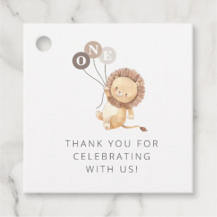 Étiquettes Cadeau Lion avec 3 ballons Brown