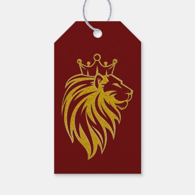 Étiquettes-cadeau Lion Avec Couronne - Style Or 2 (Devant)