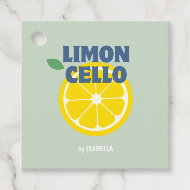 Étiquettes Cadeau Liqueur de Limoncello à l'Amour de Menthe Moderne  (Devant)