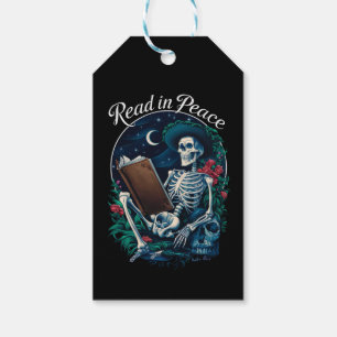 Étiquettes-cadeau Lire dans Peace Skeleton Lecture Livre Lover Booki