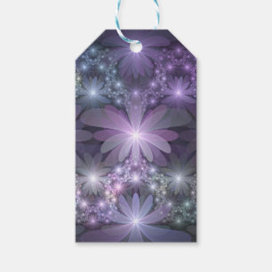 Étiquettes-cadeau Lit de fleurs tendance brillant art fractal abstra