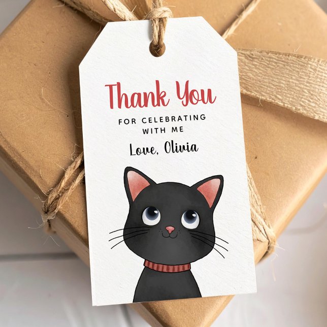 Étiquettes-cadeau Little black cat thank you Gift Tag (Créateur téléchargé)
