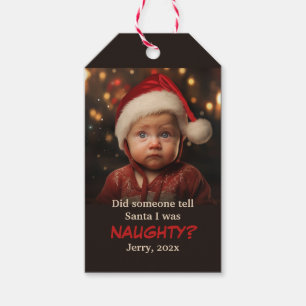 Étiquettes-cadeau Little Boy Naughty List Fun Photo