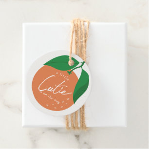 Étiquettes Cadeau Little Cutie Baby shower moderne orange