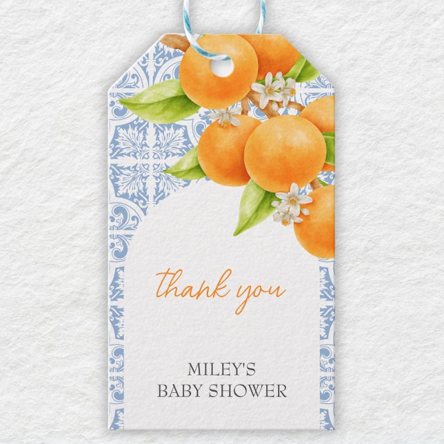 Étiquettes-cadeau Little Cutie | Clementine Cute Carreaux méditerran (Little Cutie Tangerine)