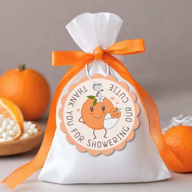 Étiquettes Cadeau Little Cutie En route | Baby shower orange migre (Créateur téléchargé)