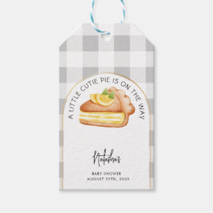 Étiquettes-cadeau Little Cutie Pie Grey En vichy Plaid Baby shower