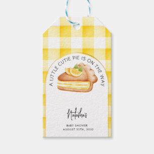 Étiquettes-cadeau Little Cutie Pie Jaune En vichy Plaid Baby shower