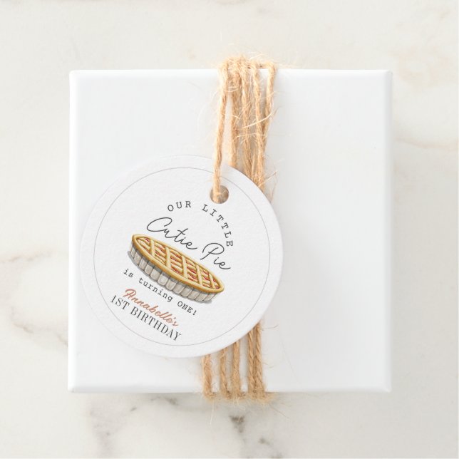 Étiquettes Cadeau Little Cutie Pie Thanksgiving Blanc Anniversaire (En situation)