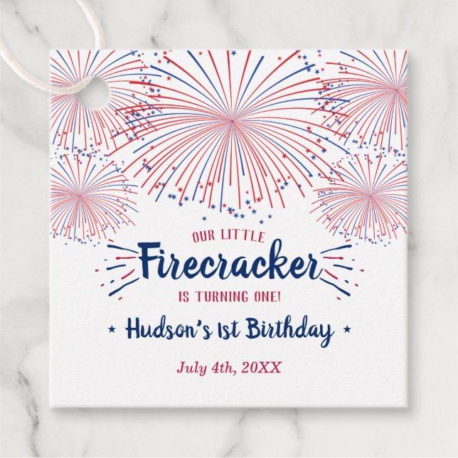 Étiquettes Cadeau Little Firecracker 4 juillet 1er anniversaire (Devant)