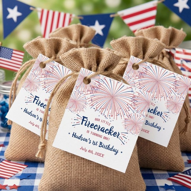 Étiquettes Cadeau Little Firecracker 4 juillet 1er anniversaire (Créateur téléchargé)
