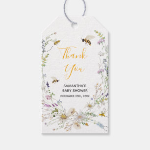Étiquettes-cadeau Little Honey Bee Fleur sauvage Merci Baby shower