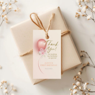 Étiquettes-cadeau Little Miss ONEderful Balloon rose Fleur Anniversa