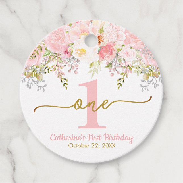 Étiquettes Cadeau Little Miss ONEderful Rose Roses Premier anniversa (Devant)