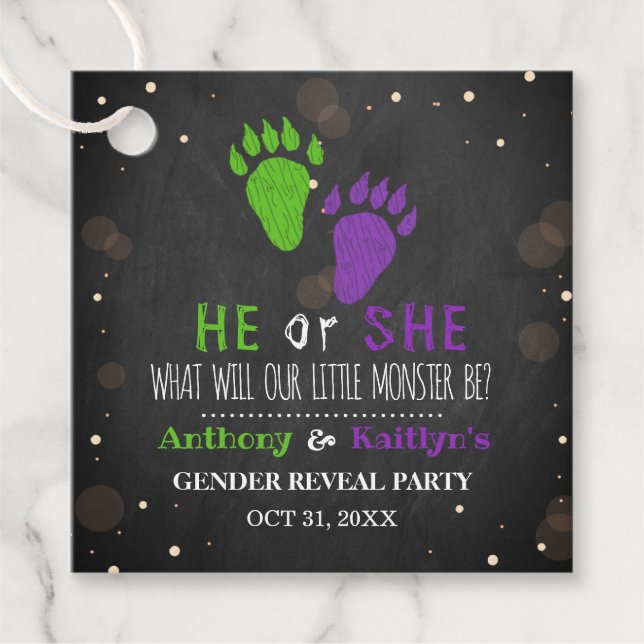 Étiquettes Cadeau Little Monster Halloween Genre Revela Party (Devant)