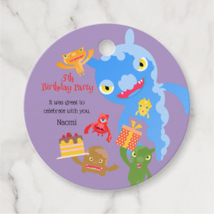 Étiquettes Cadeau Little Party Monster and confetti Anniversaire Par