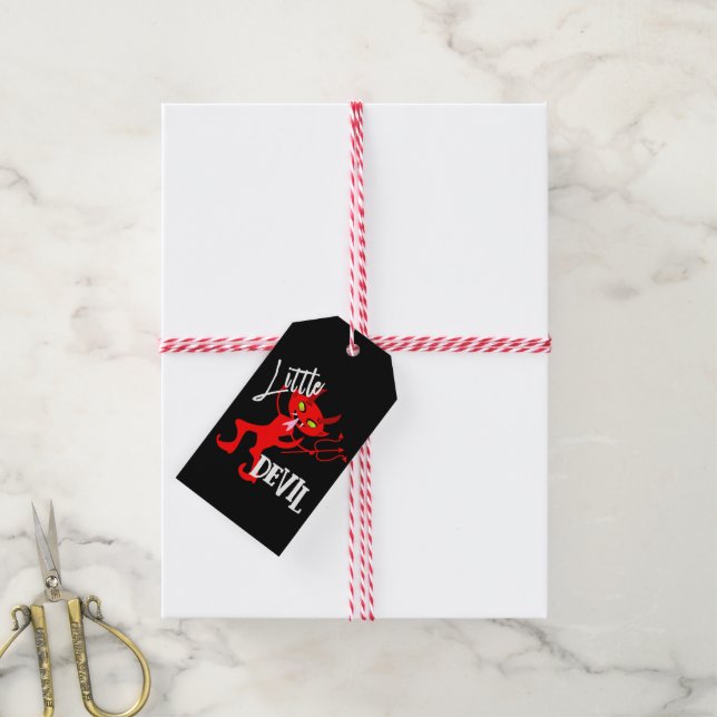 Étiquettes-cadeau Little Red Devil Cute Demon (Avec de la ficelle)
