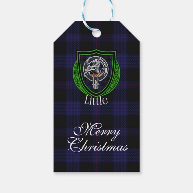 Étiquettes-cadeau Little Scottish Clan Tartan & Crest (Devant)
