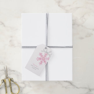 Étiquettes-cadeau Little Snowflake Pink Baby Shower