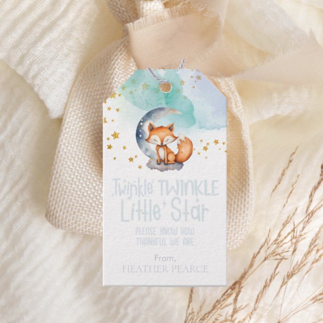 Étiquettes-cadeau Little Star Woodland Fox Baby shower (Créateur téléchargé)