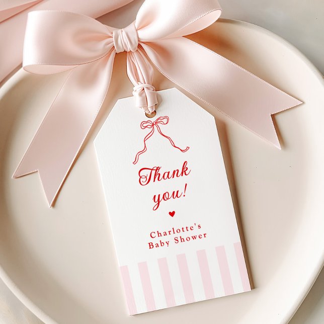 Étiquettes-cadeau Little Sweetheart Bow Baby Shower (Créateur téléchargé)