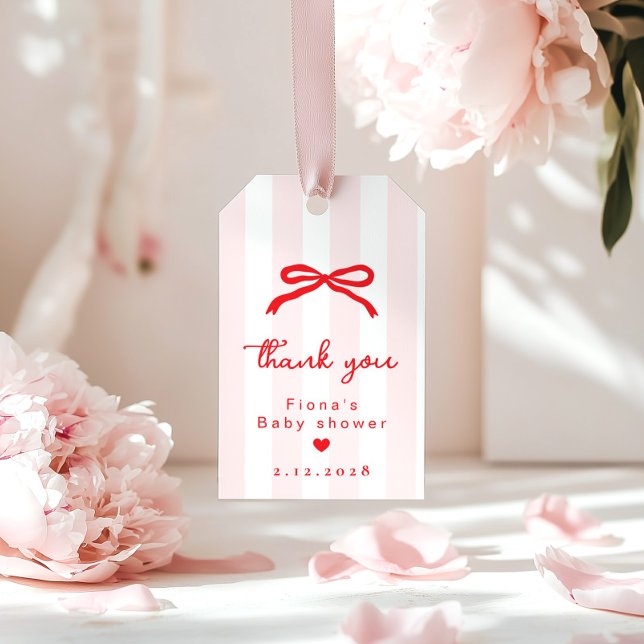 Étiquettes-cadeau Little Sweetheart Red Bow Valentines Thank you (Créateur téléchargé)