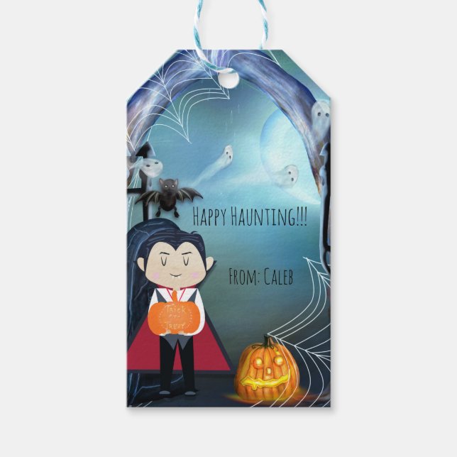 Étiquettes-cadeau Little Vampire Dracula Halloween Party Favoriser (Devant)