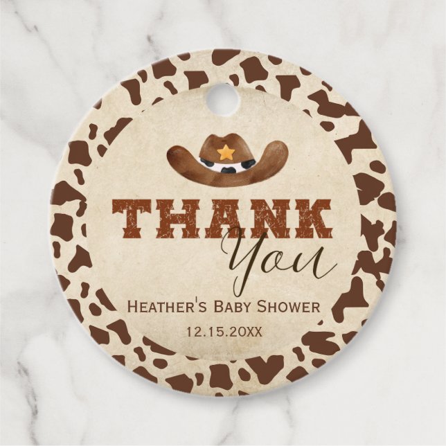 Étiquettes Cadeau Little Western Cowboy Baby shower (Devant)