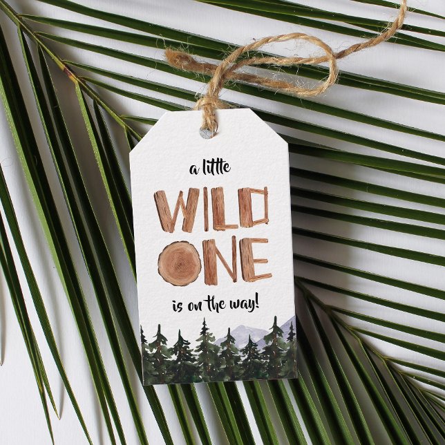 Étiquettes-cadeau Little Wild One Rustic Woodland Baby shower (Créateur téléchargé)