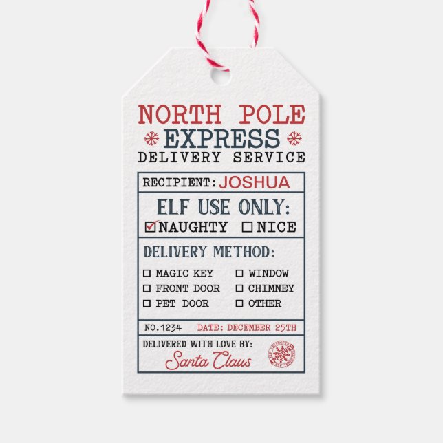 Étiquettes-cadeau Livraison personnalisée d'Express du pôle Nord (Devant)