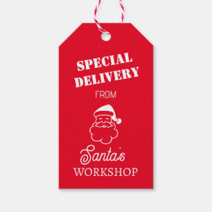 Étiquettes-cadeau Livraison spéciale de l'atelier Père Noël Noël