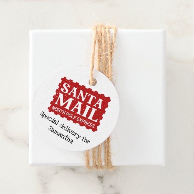 Étiquettes Cadeau Livraison spéciale de messagerie père Noël (En situation)