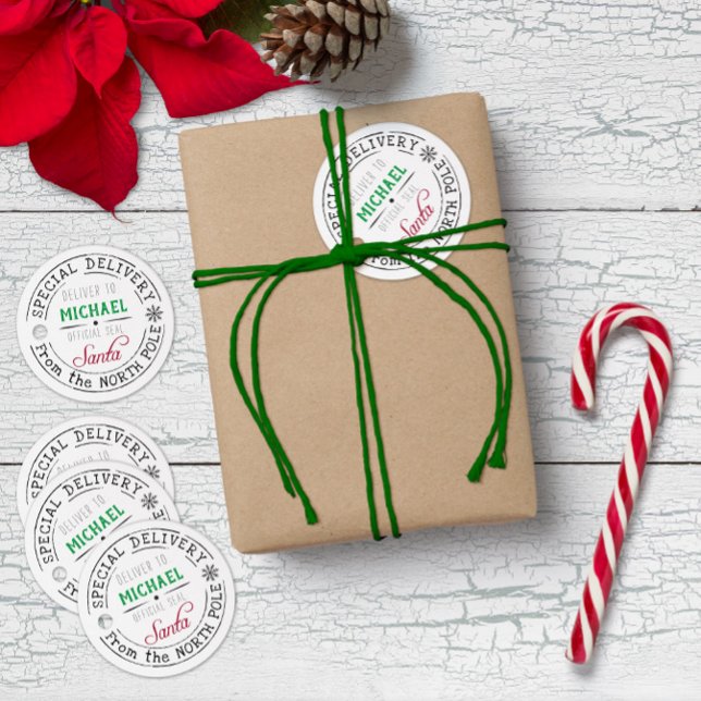 Étiquettes Cadeau Livraison spéciale de Père Noël Christmas Cadeaux  (Créateur téléchargé)