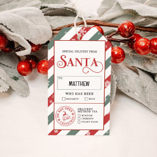 Étiquettes-cadeau Livraison spéciale de Père Noël Naughty ou Nice