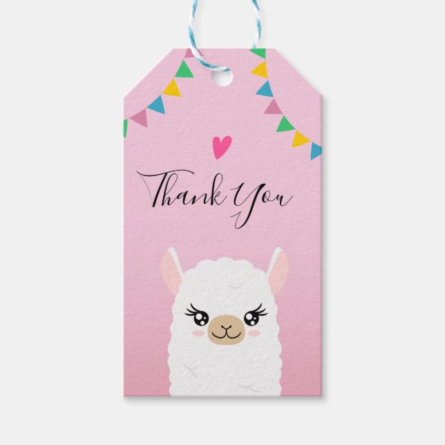 Étiquettes-cadeau Llama Merci (Devant)