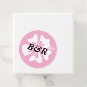 Étiquettes Cadeau Logo de fleur d'Hibiscus moderne mariage personnal