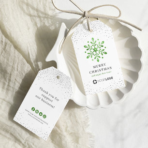 Étiquettes-cadeau Logo de la compagnie de flocs de neige vertes Noël