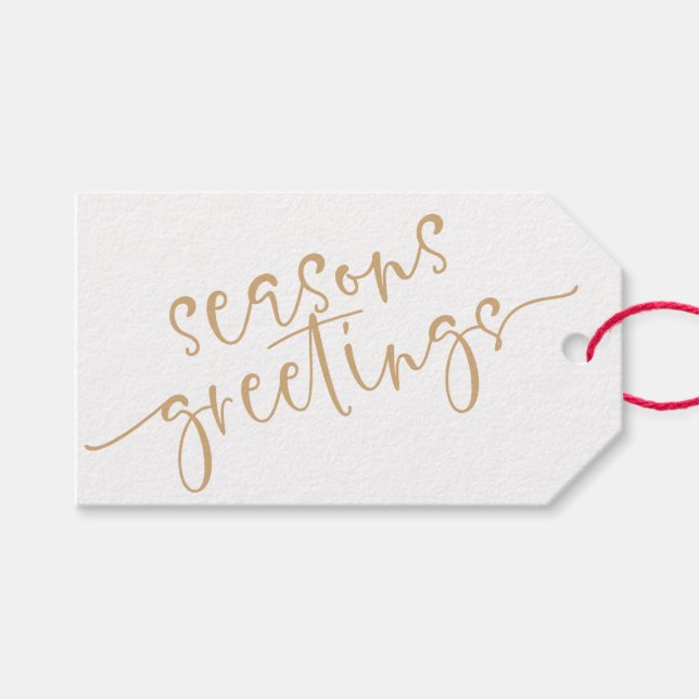 Étiquettes-cadeau Logo de l'entreprise Joyeuses Fêtes de script Gold (Devant (Horizontal))