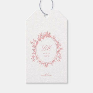 Étiquettes-cadeau Logo de mariage Crest Monogram Pink Chinoiserie