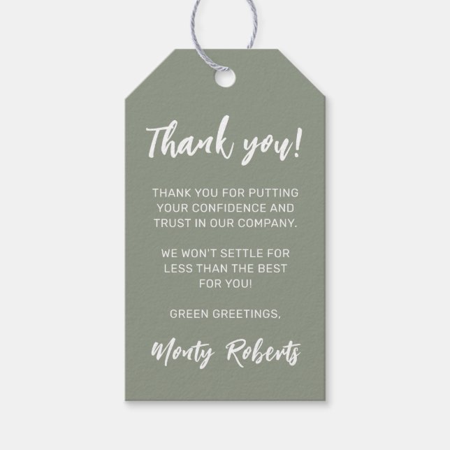 Étiquettes-cadeau Logo de Merci avec initiales | Balise Cadeau d'ent (Devant)