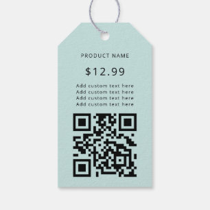 Étiquettes-cadeau Logo d'entreprise moderne QR Code Turquoise Prix T