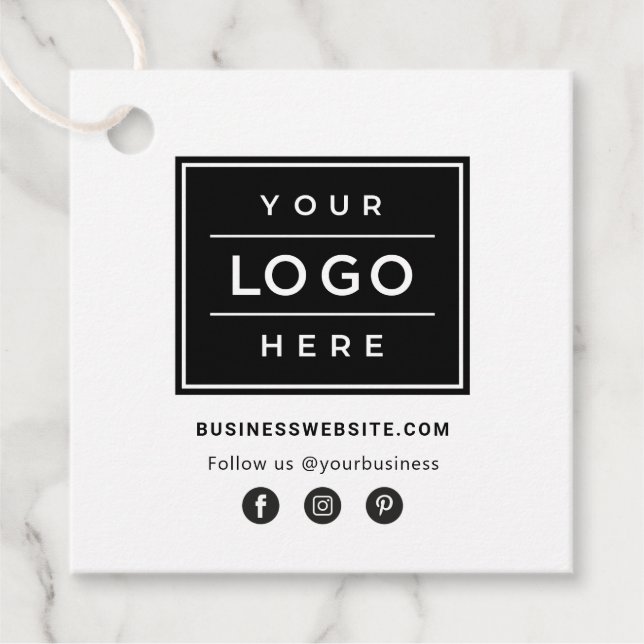 Étiquettes Cadeau Logo d'entreprise personnalisé avec icônes de médi (Devant)