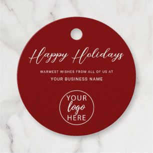Étiquettes Cadeau Logo d'entreprise rouge pour les fêtes de Noël