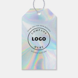 Étiquettes-cadeau Logo d'entreprise simple holographique personnalis